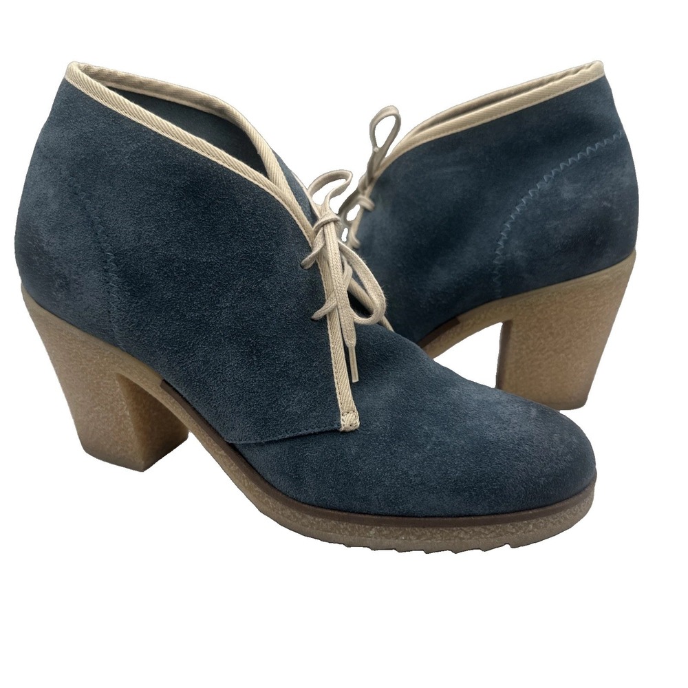 Anthropologie Jasper & Jeera Shoes Yuma Ankle Booties Leather Sz 39 Italy Blue